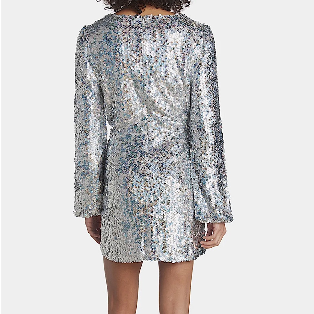 NWT WAYF Sequin Carrie Dress in Disco Silver - Picture 3 of 5